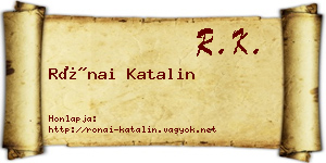 Rónai Katalin névjegykártya